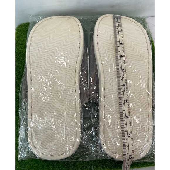 New Mens Size 42-43 Gray Ribbed Plush Slippers With Faux Fur Lining & Non-Slip S - Picture 7 of 8